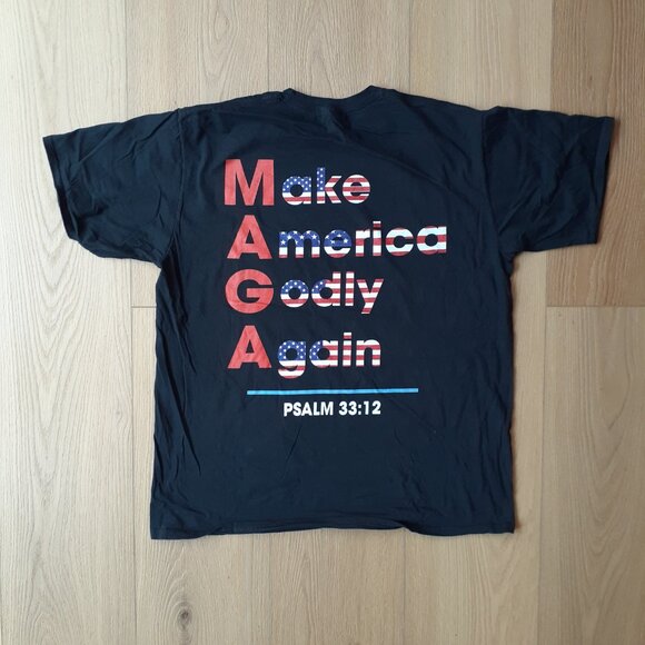 Make America Godly Again - Psalm 33:12 - New XL Black T-Shirt - Back Print - Picture 6 of 6